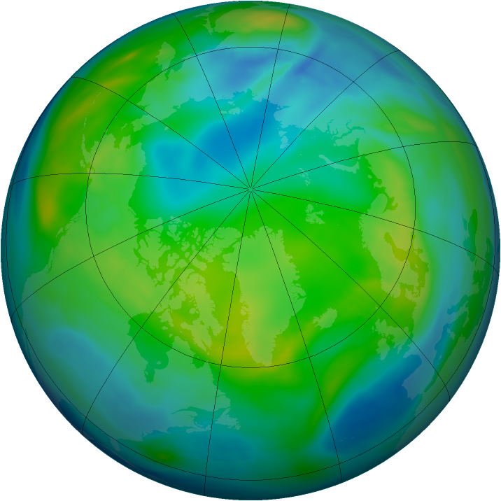 Arctic ozone map for 09 November 2006